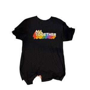 Indeed Pride T Shirt Rainbow Logo Short Sleeve Black Tee LGBTQ Support